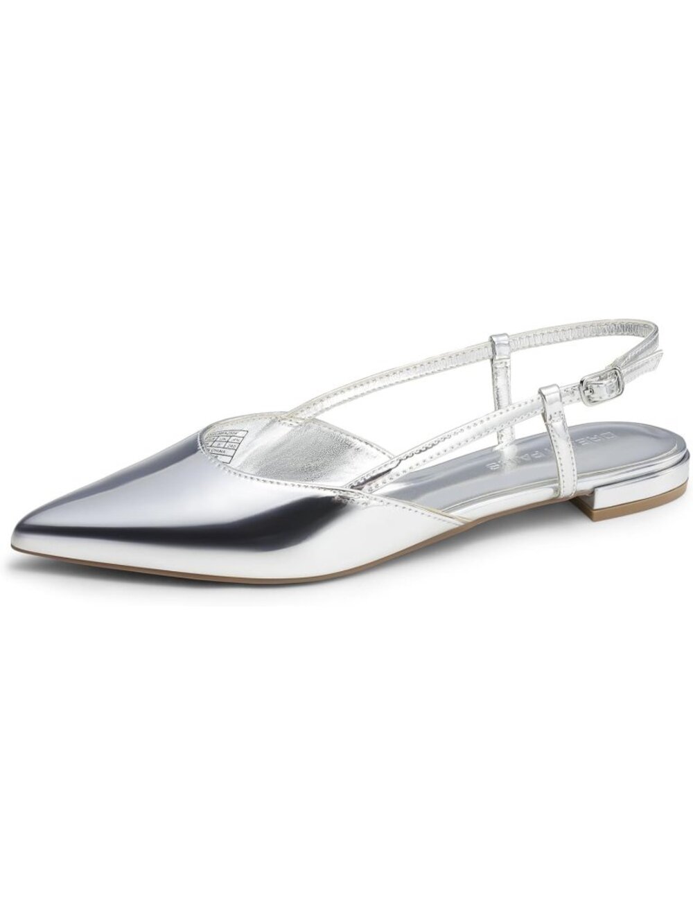 DREAM PAIRS Women's Silver Slingback Flats Pointed Toe Low Heel Dress Shoes